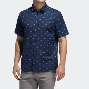 Adidas Adicross Stretch Woven Button Down Shirt - Mount Fuji All Over Print Sz L